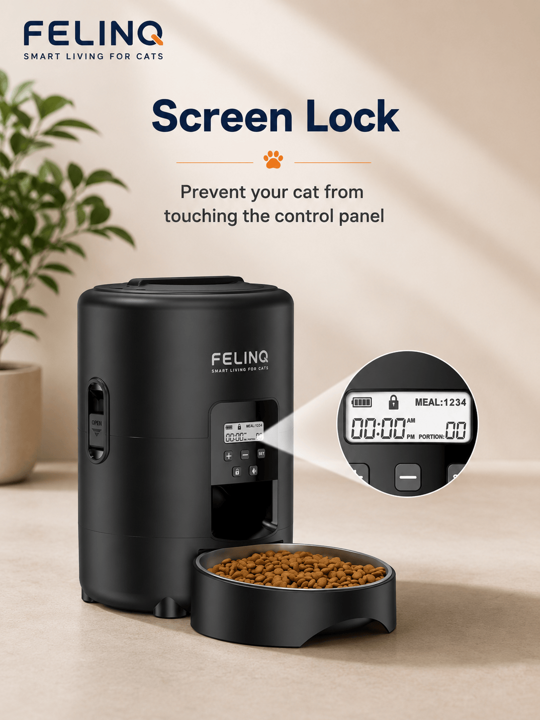 Felinq Automatic Cat Feeder 2L with Timed Portion Control