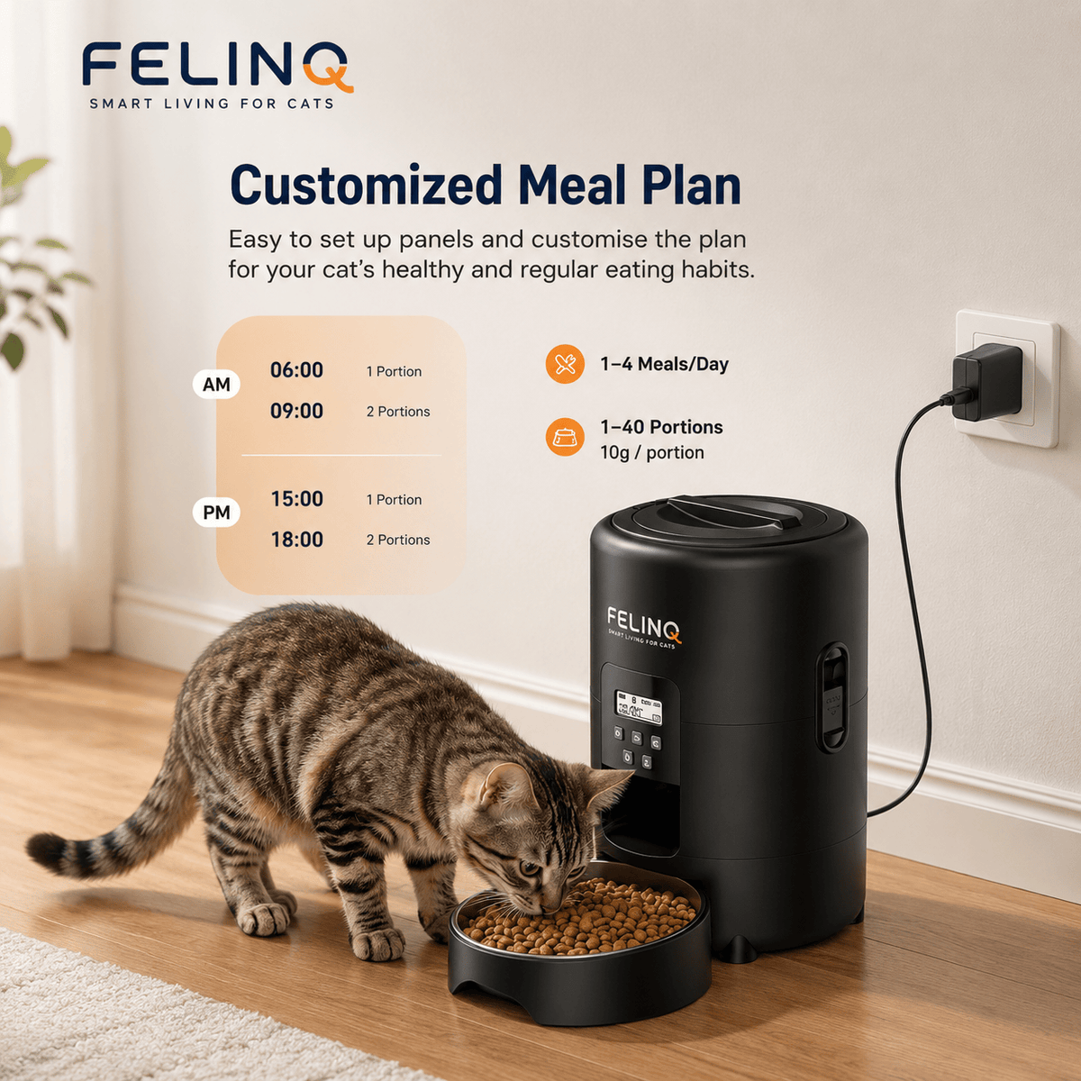 Felinq Automatic Cat Feeder 2L with Timed Portion Control