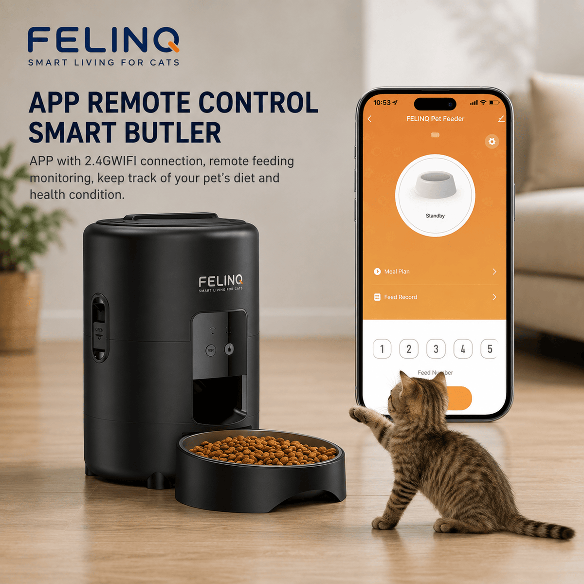 Felinq Automatic Cat Feeder 2L with Timed Portion Control