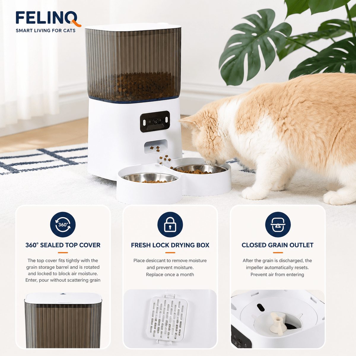 Felinq Automatic Cat Feeder 3.5L with Camera & WiFi