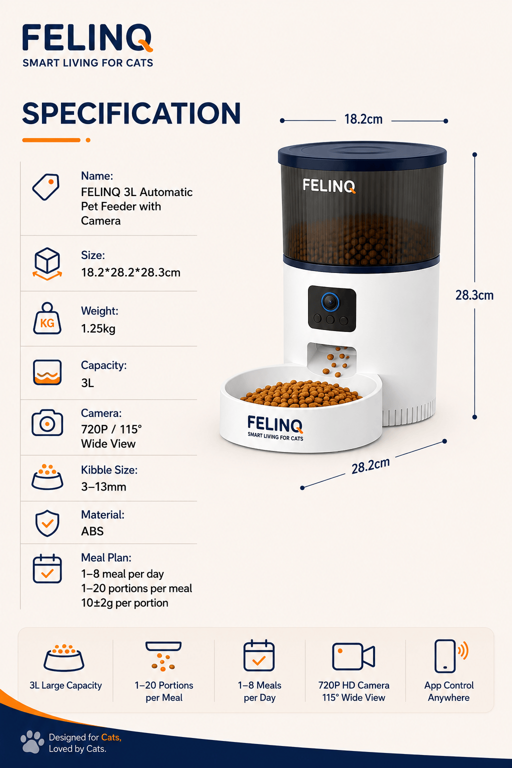 Felinq Automatic Cat Feeder 3L with Camera & WiFi