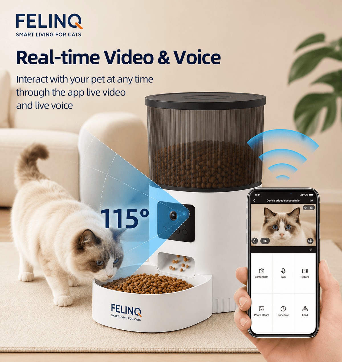 Felinq Automatic Cat Feeder 3L with Camera & WiFi