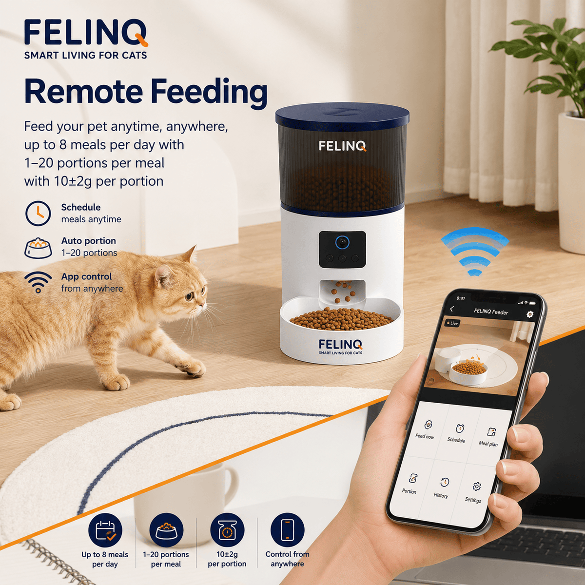 Felinq Automatic Cat Feeder 3L with Camera & WiFi