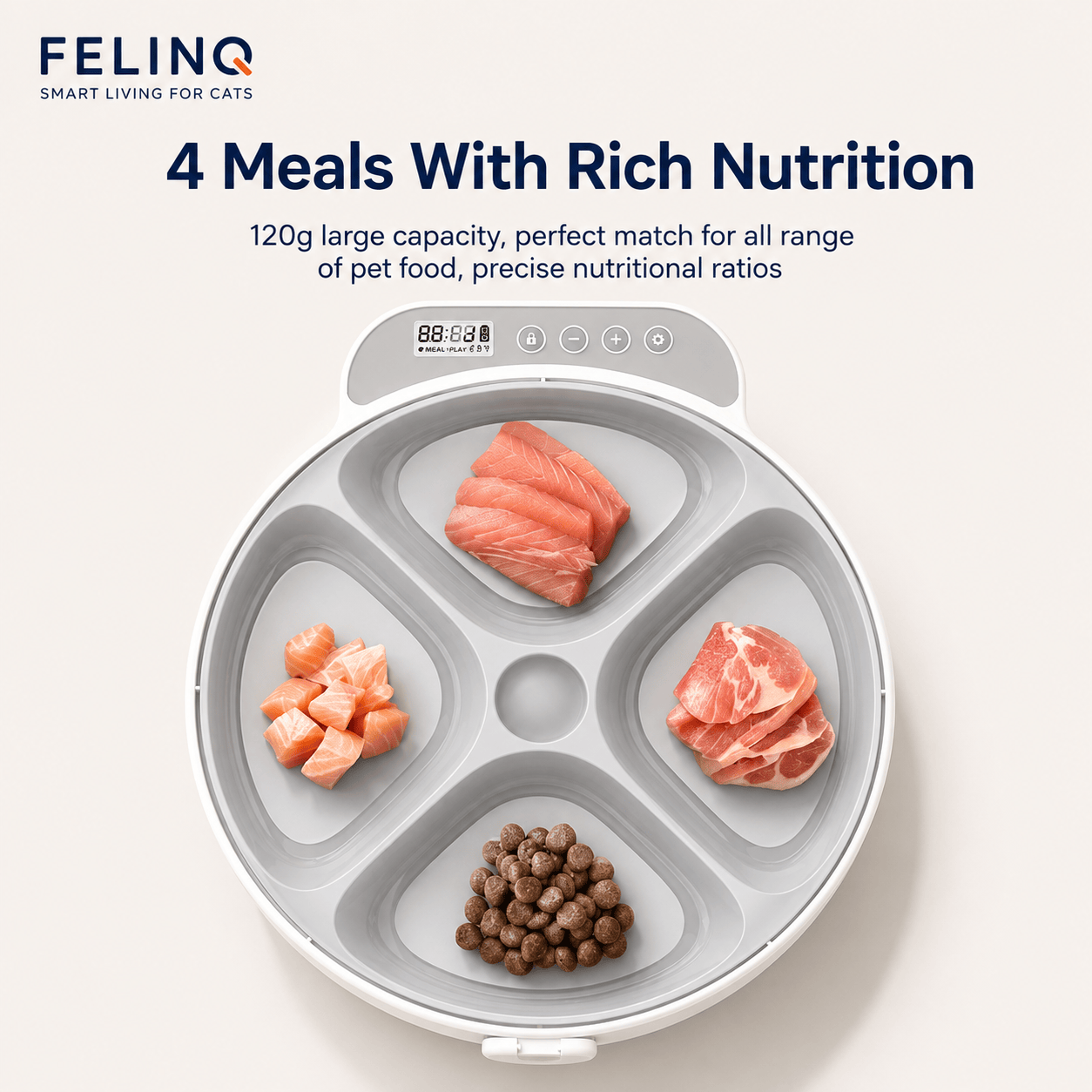 Felinq Automatic Cat Feeder 4 Meals for Wet & Dry Food