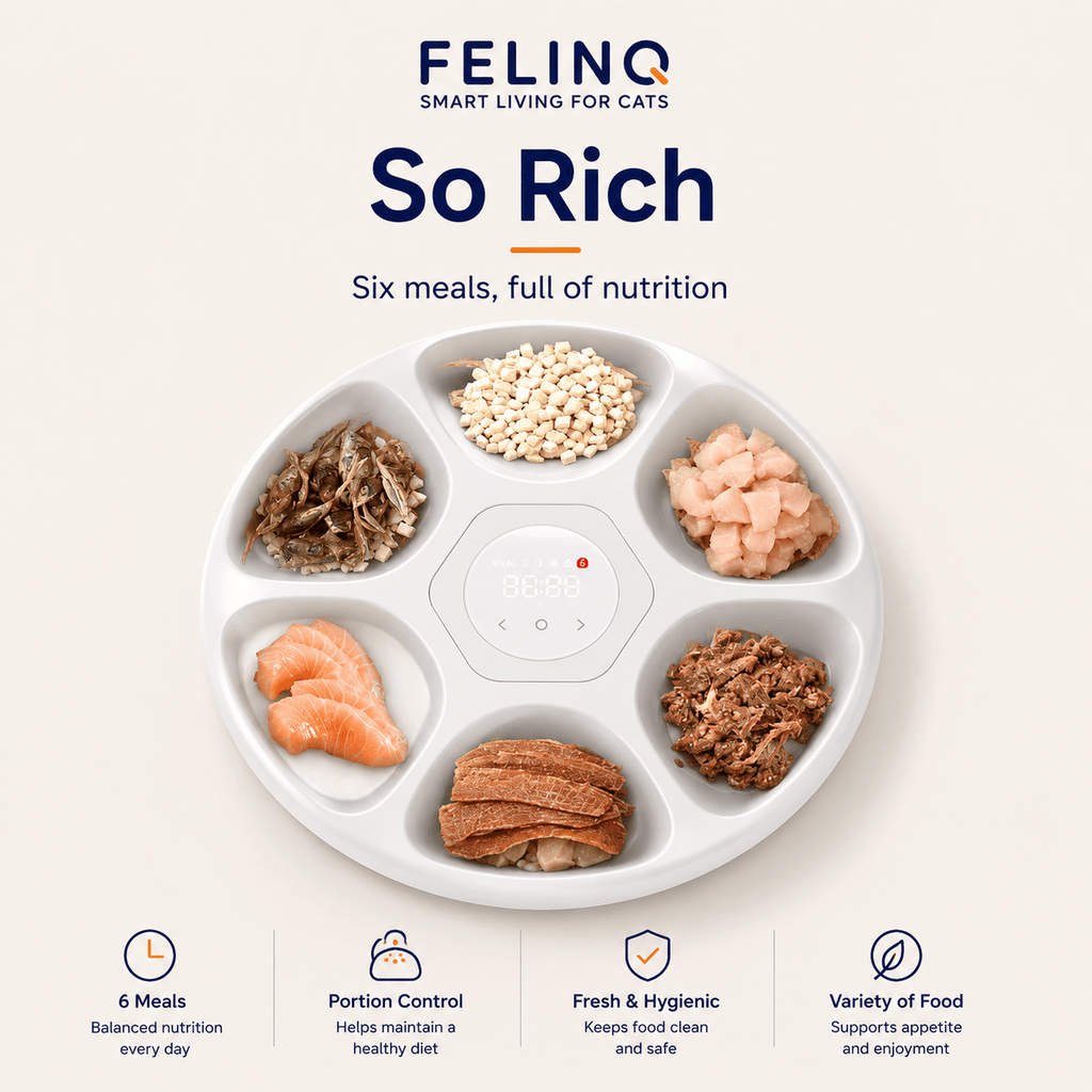 Felinq Automatic Cat Feeder 6 Meals for Wet & Dry Food