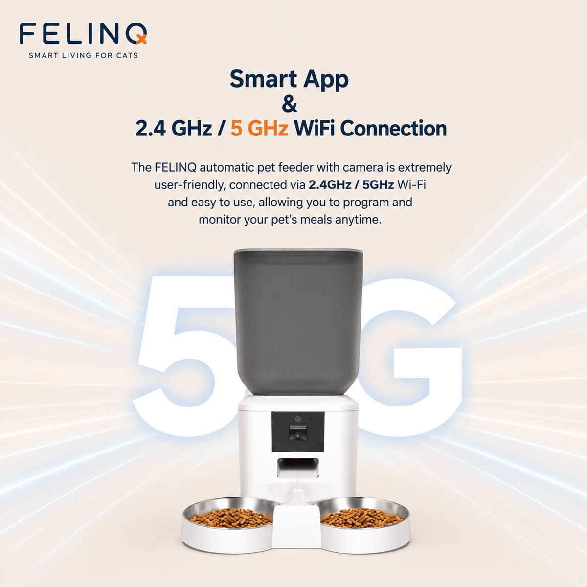 Felinq Automatic Cat Feeder 8L with 1080p Camera & WiFi