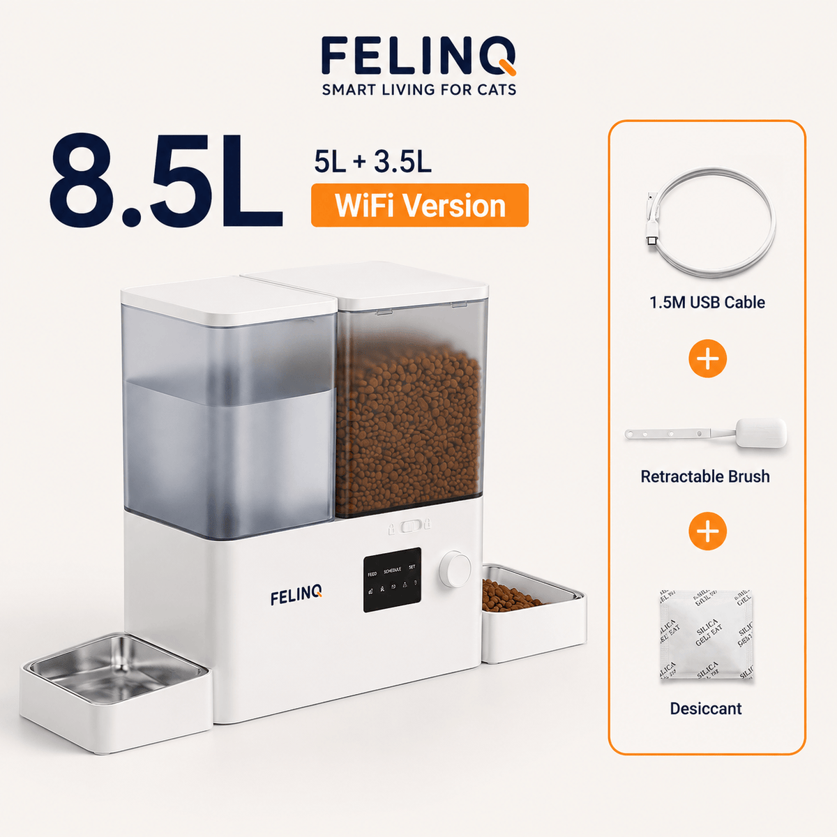 Felinq Automatic Cat Feeder & Water Dispenser 8.5L with WiFi