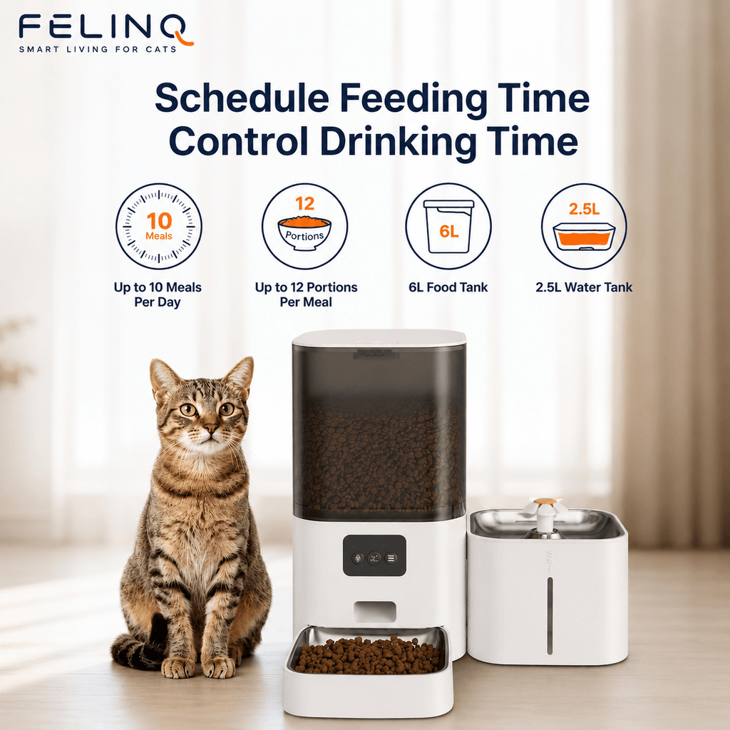 Felinq Automatic Cat Feeder & Water Fountain 2-in-1 – App Control