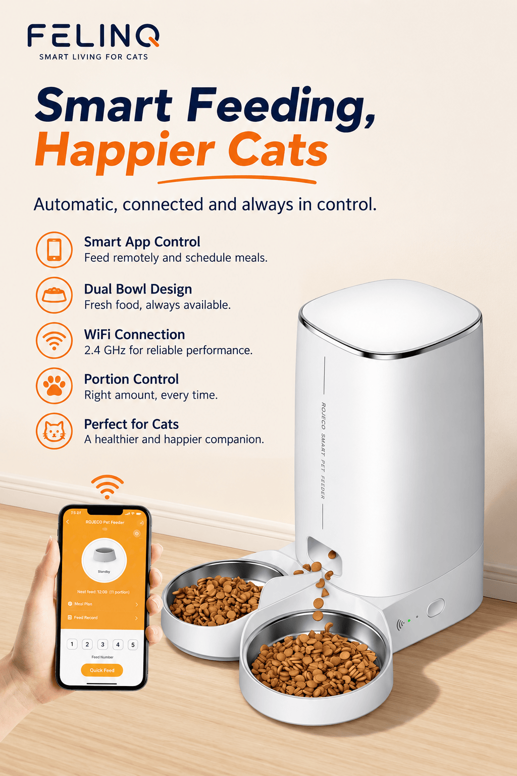 Felinq Automatic Cat Feeder with App Control
