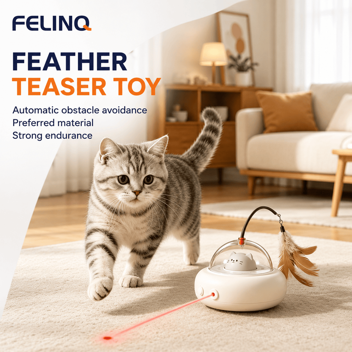 Felinq Automatic Feather Chase Toy | Interactive Cat Play
