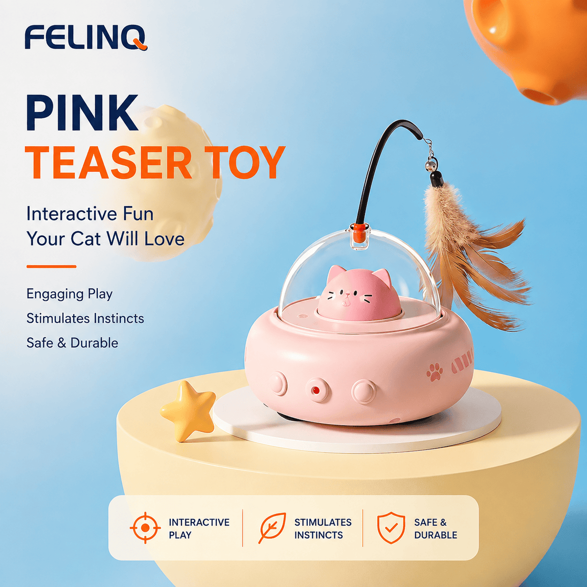 Felinq Automatic Feather Chase Toy | Interactive Cat Play