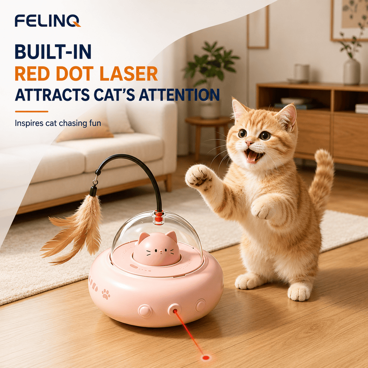 Felinq Automatic Feather Chase Toy | Interactive Cat Play