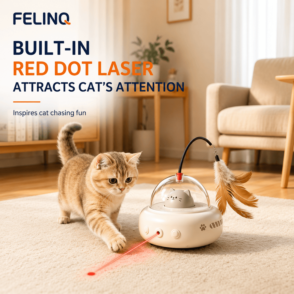 Felinq Automatic Feather Chase Toy | Interactive Cat Play