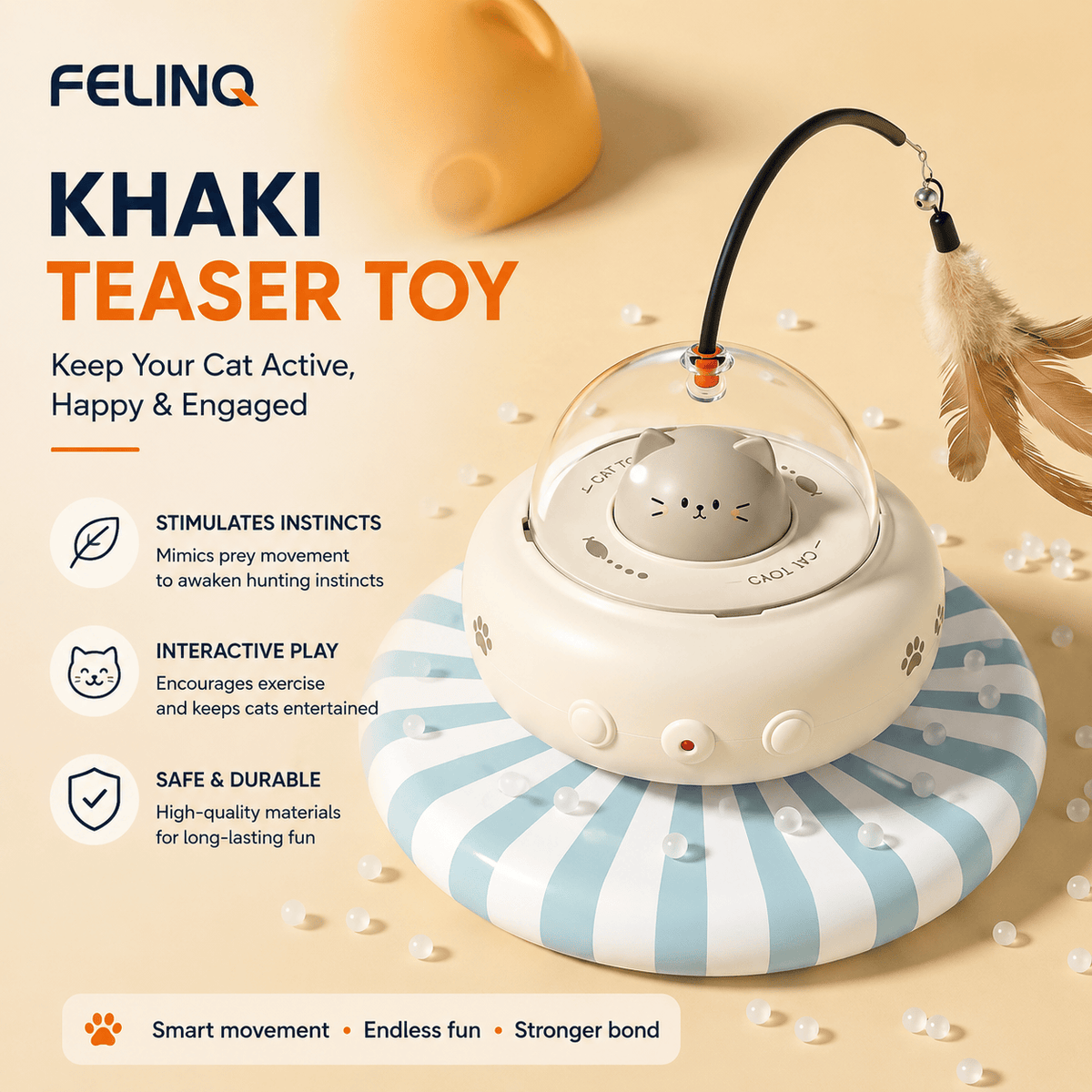 Felinq Automatic Feather Chase Toy | Interactive Cat Play