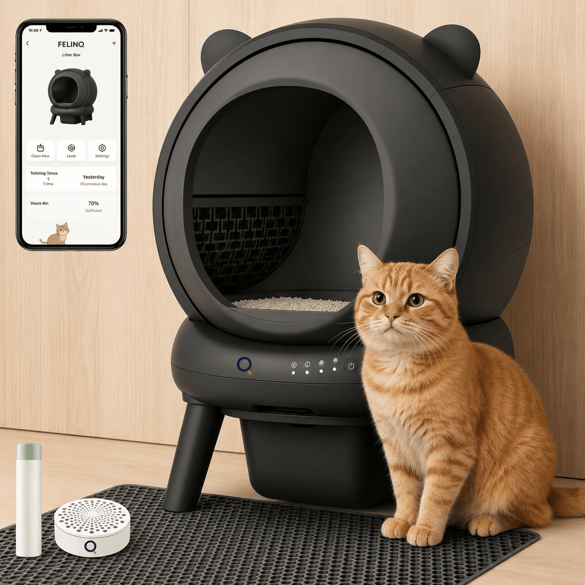 Felinq Automatic Self-Cleaning Cat Litter Box 65L with App Control
