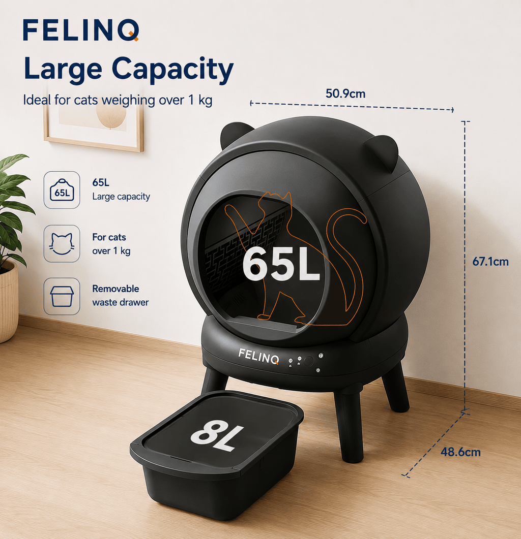 Felinq Automatic Self-Cleaning Cat Litter Box 65L with App Control