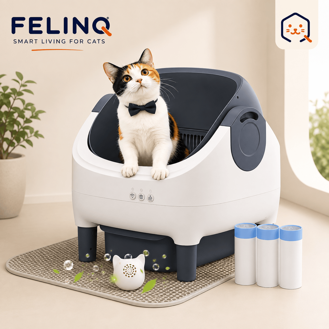 Felinq Automatic Self-Cleaning Cat Litter Box 76L with App Control