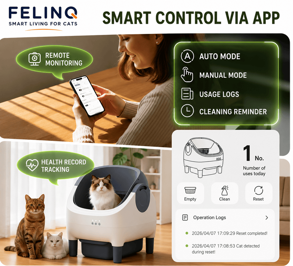 Felinq Automatic Self-Cleaning Cat Litter Box 76L with App Control