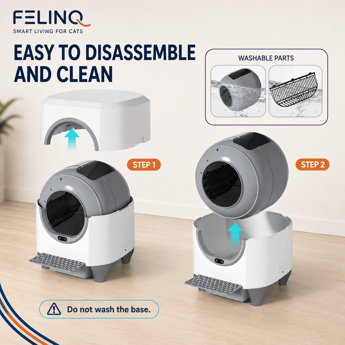 Felinq Automatic Self-Cleaning Cat Litter Box 80L with App Control