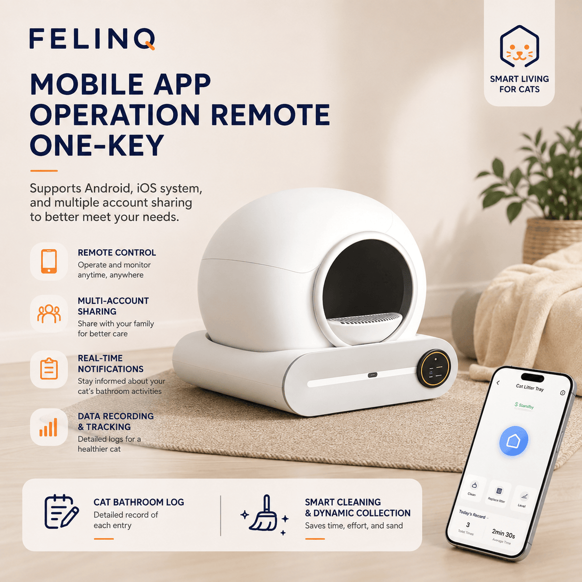 Felinq Automatic Self-Cleaning Cat Litter Box with App Control