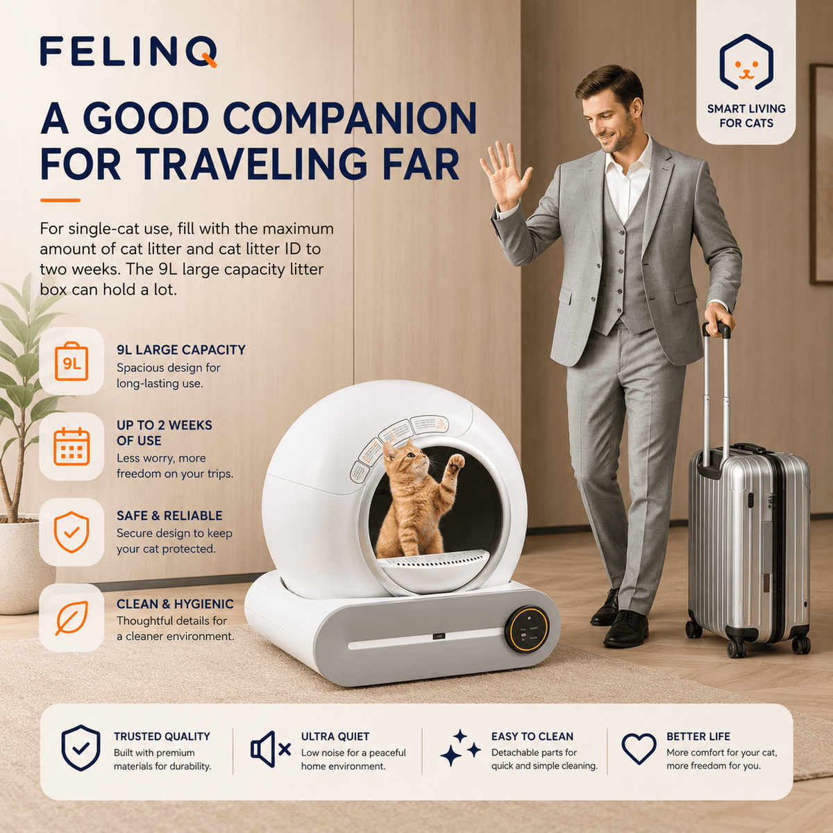 Felinq Automatic Self-Cleaning Cat Litter Box with App Control