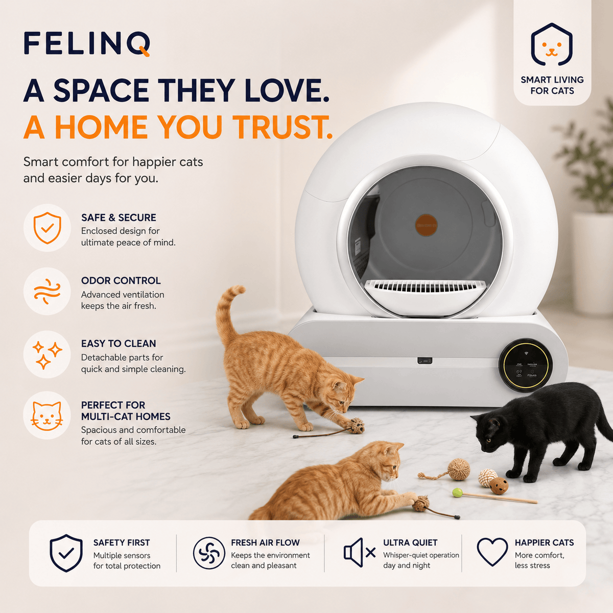 Felinq Automatic Self-Cleaning Cat Litter Box with App Control