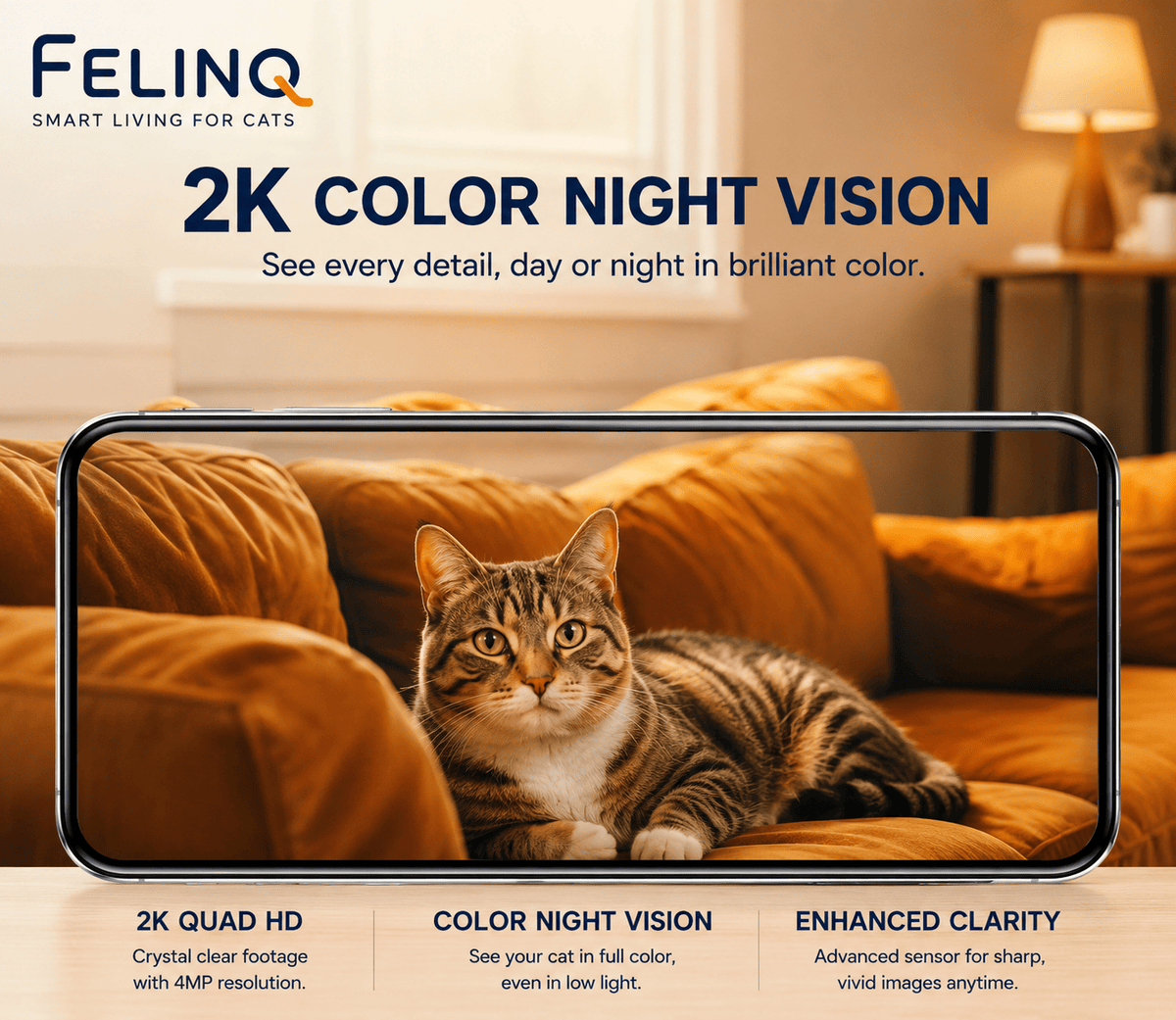 Felinq Cat Camera with Pet Detection & Night Vision