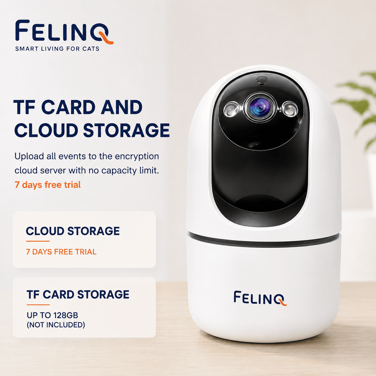 Felinq Cat Camera with Pet Detection & Night Vision