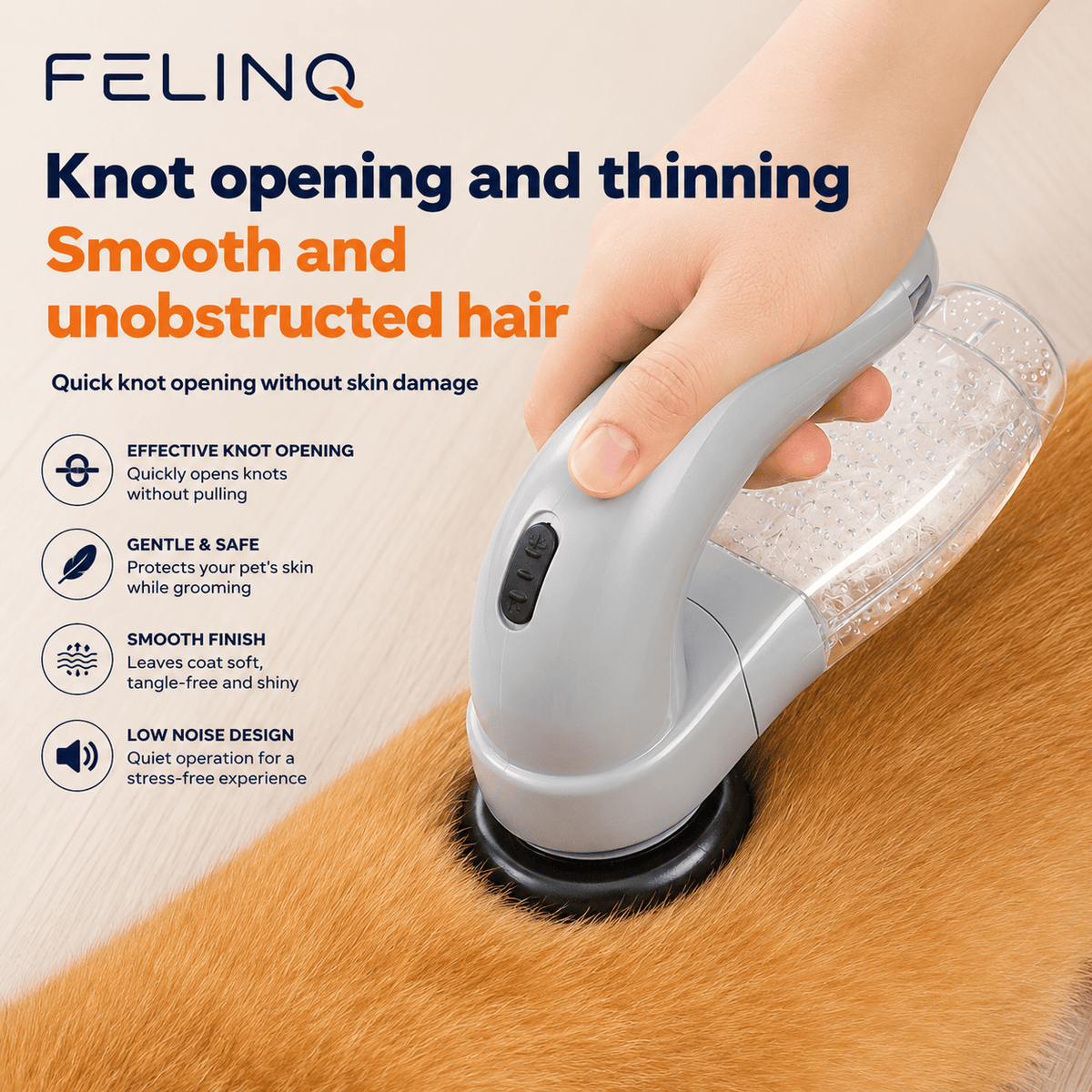 Felinq Cat Hair Vacuum & Massage Brush-2-in-1 Electric