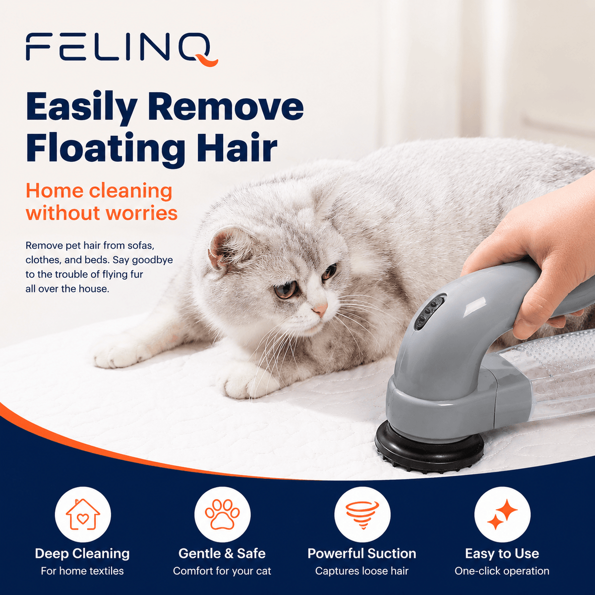 Felinq Cat Hair Vacuum & Massage Brush-2-in-1 Electric