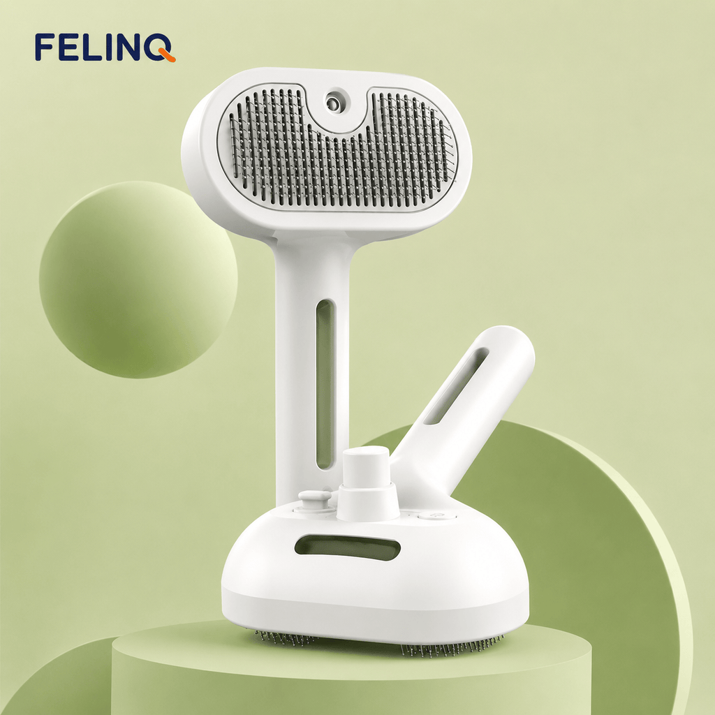 Felinq Cat Steam Grooming Brush – 3-in-1 Cat Hair Care