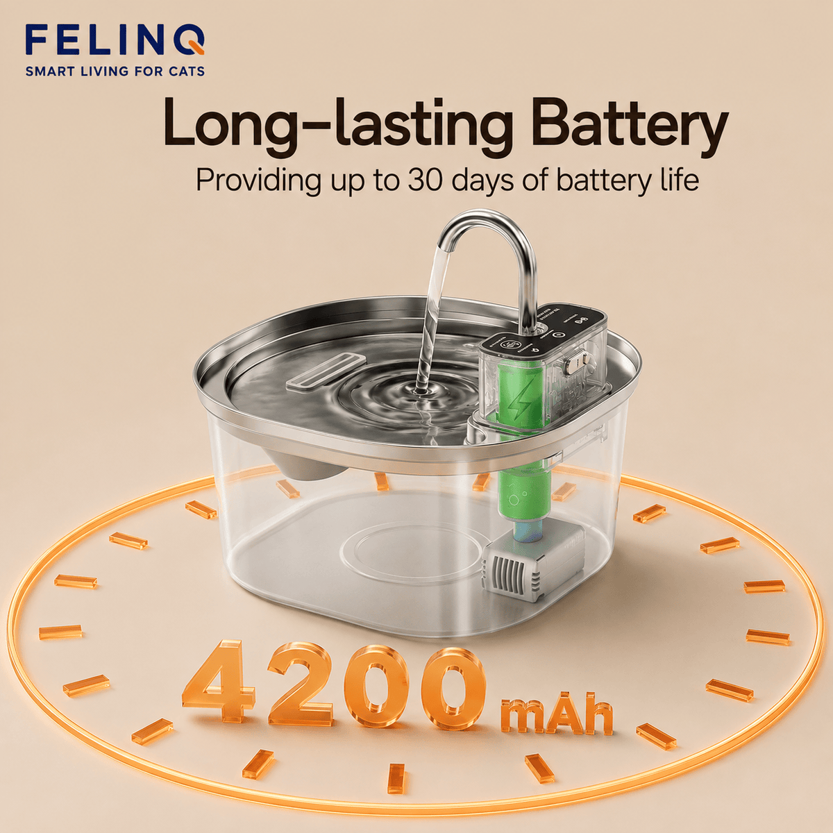 Felinq Cordless Cat Water Fountain 3L with Motion Sensor