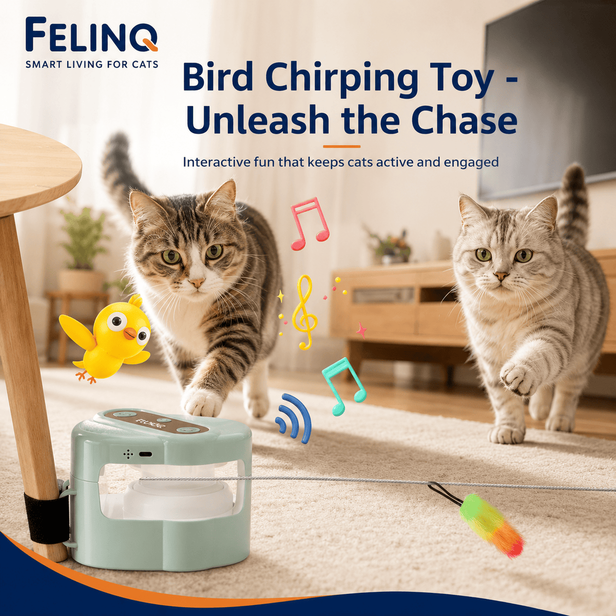 Felinq Interactive Bird Chirping Cat Toy | Remote Control