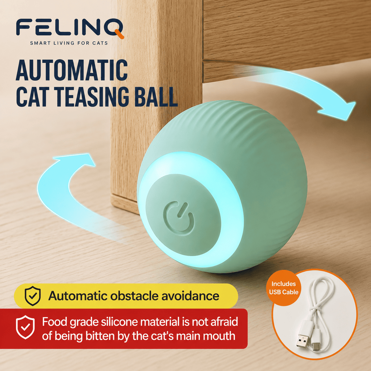 Felinq Interactive Cat Ball | Automatic Rolling Toy