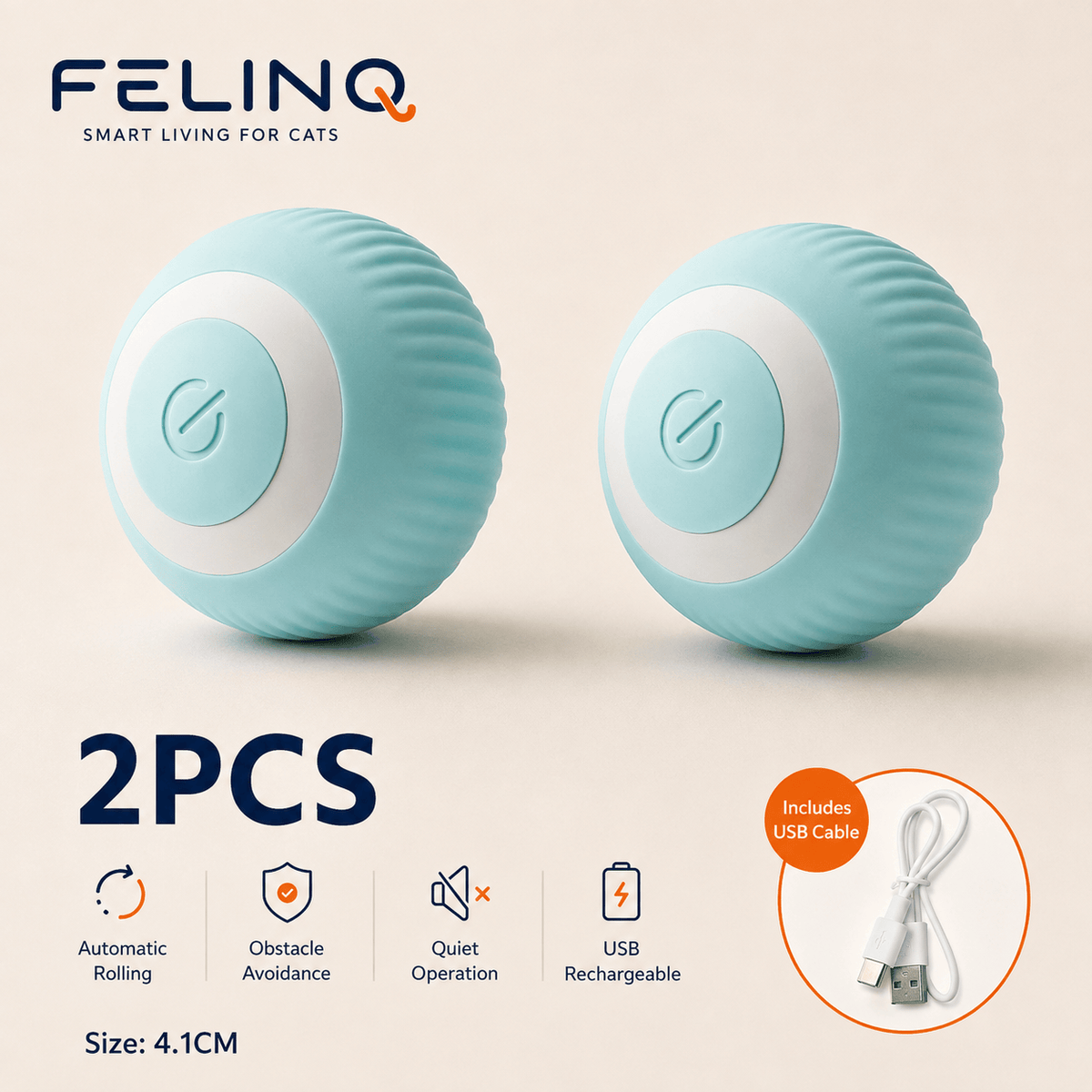 Felinq Interactive Cat Ball | Automatic Rolling Toy