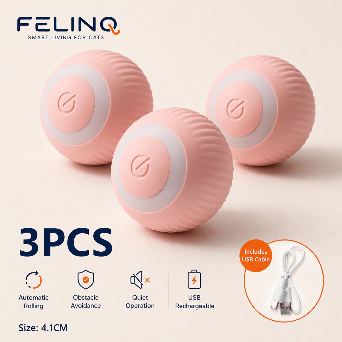 Felinq Interactive Cat Ball | Automatic Rolling Toy