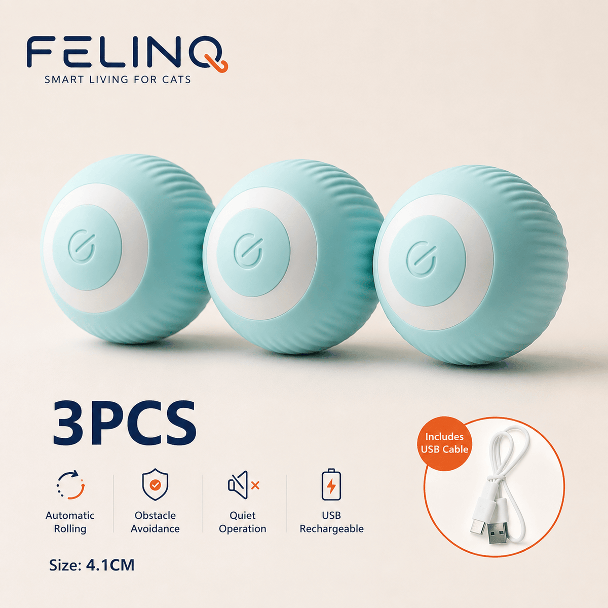Felinq Interactive Cat Ball | Automatic Rolling Toy