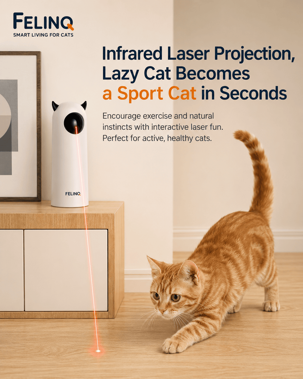 Felinq Smart Automatic Laser Cat Toy – Interactive 3-Speed Play