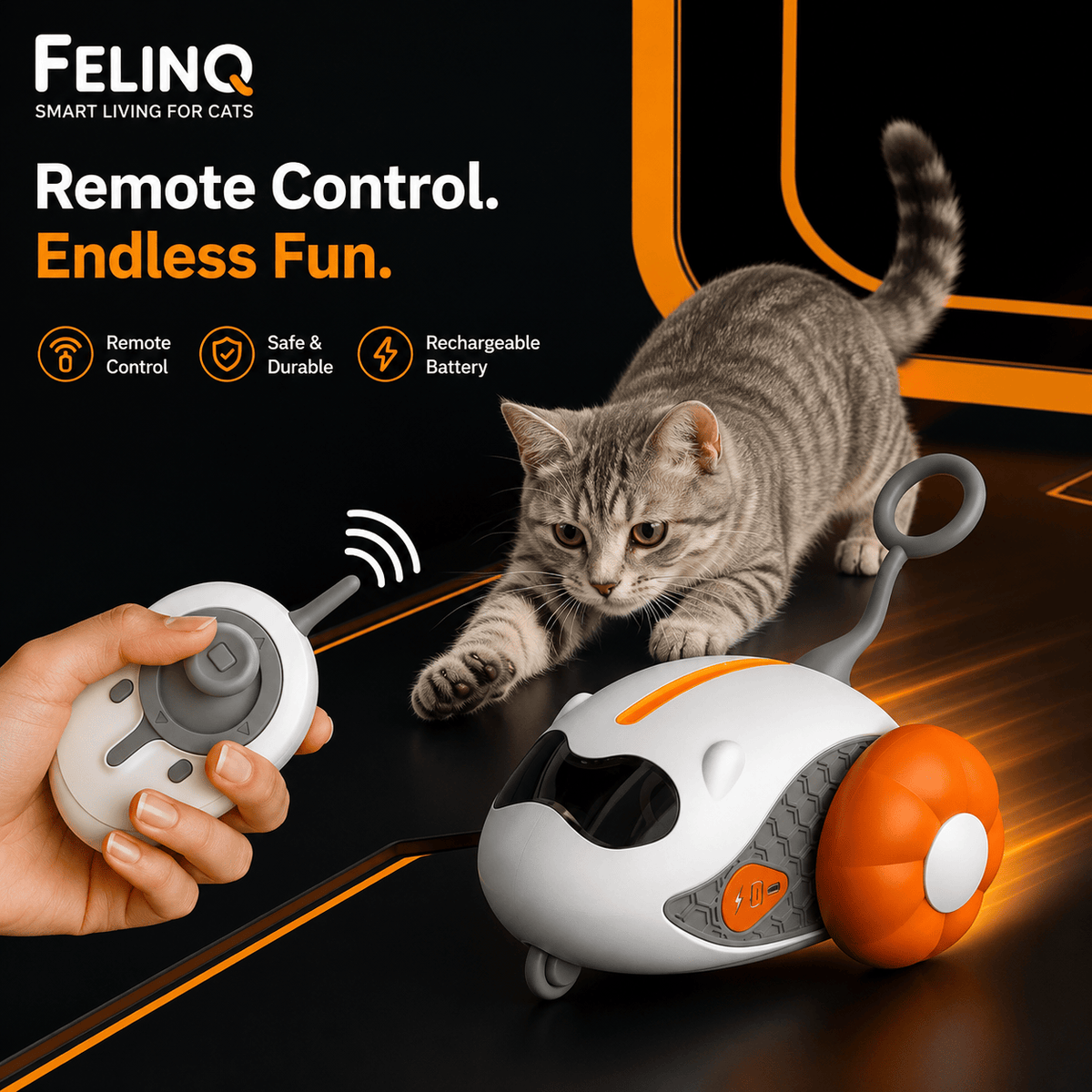 Felinq Smart Interactive Cat Car – Automatic & Remote Control