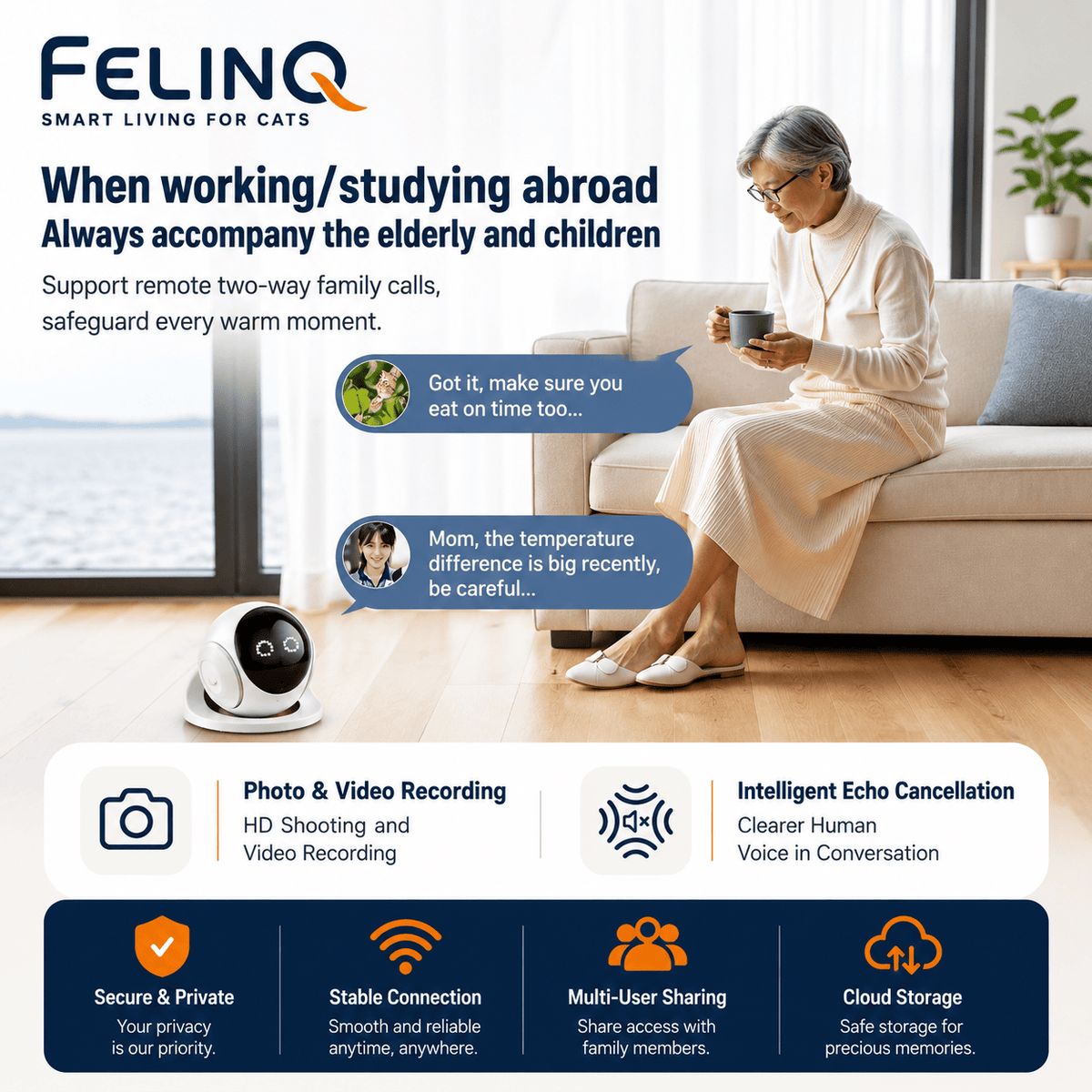 Felinq Smart Mobile Cat Camera with Auto Charging