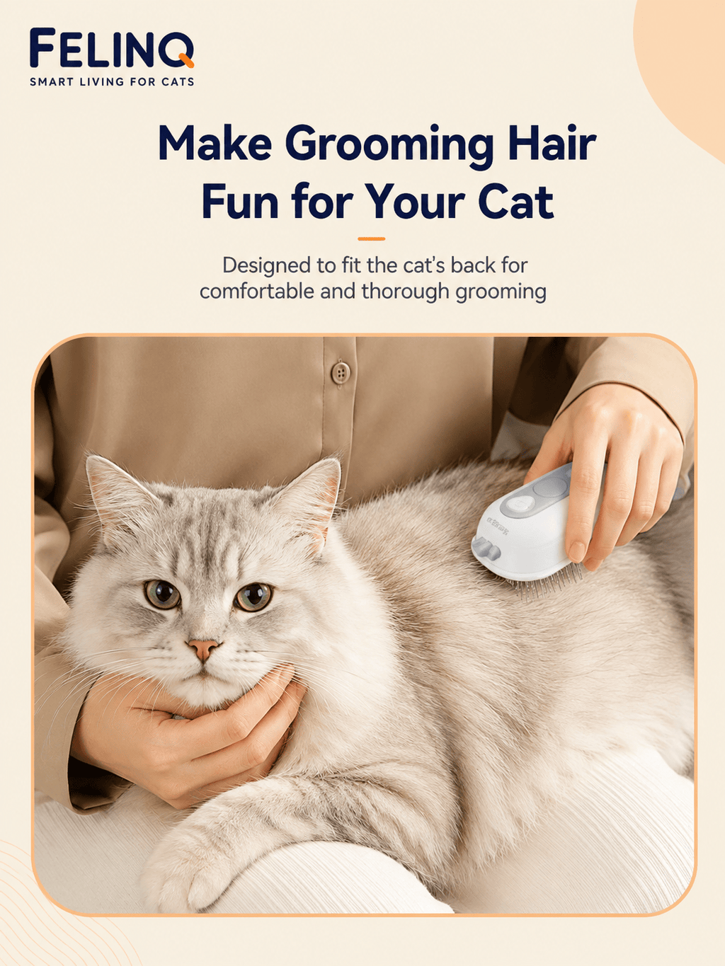 Felinq Steam Cat Grooming Brush – Spray & Hair Removal Comb